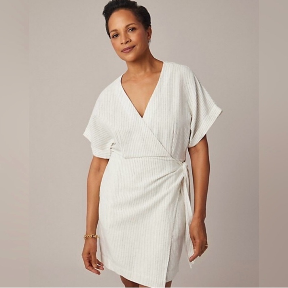 Hudson North Linen and Cotton  White Wrap Mini Dress 2XL